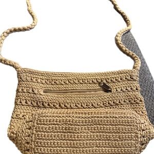 croft & barrow Beige Crochet Crossbody Bag with Braided Strap